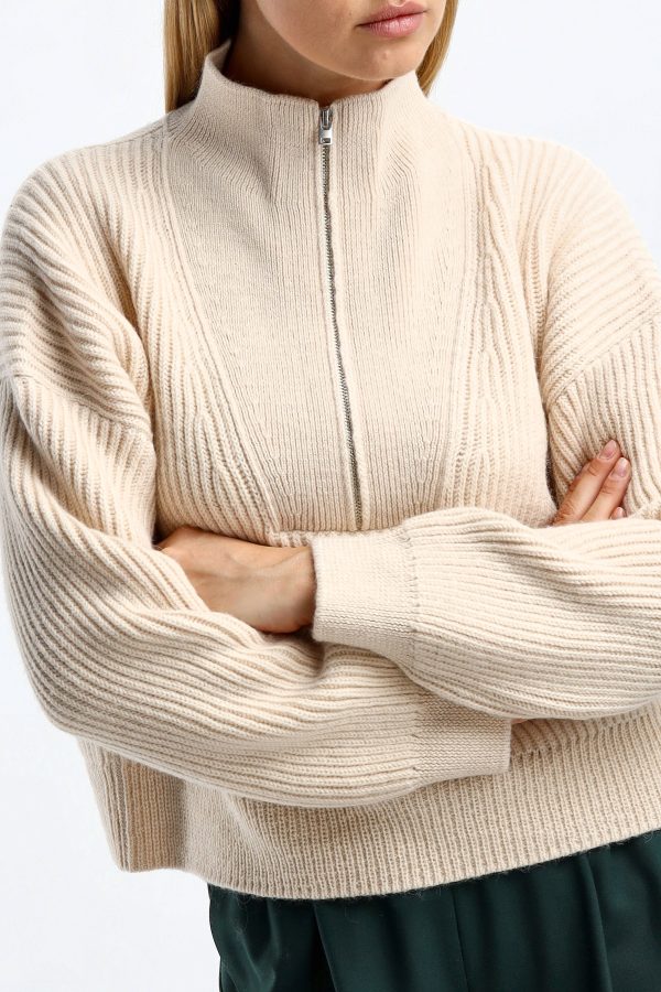 Longsleeve Halfzip in Ivory
