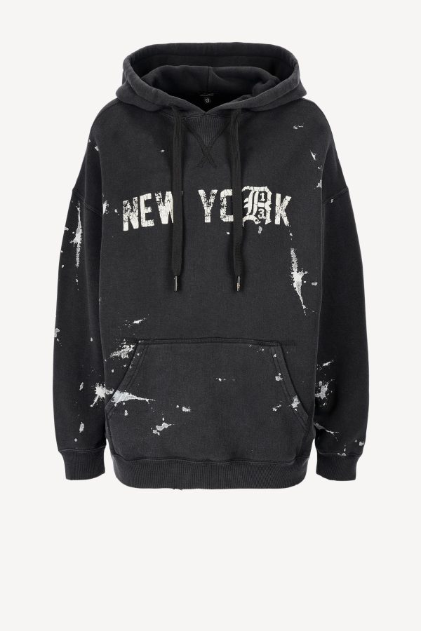 Hoodie NY in Acid Black Paint